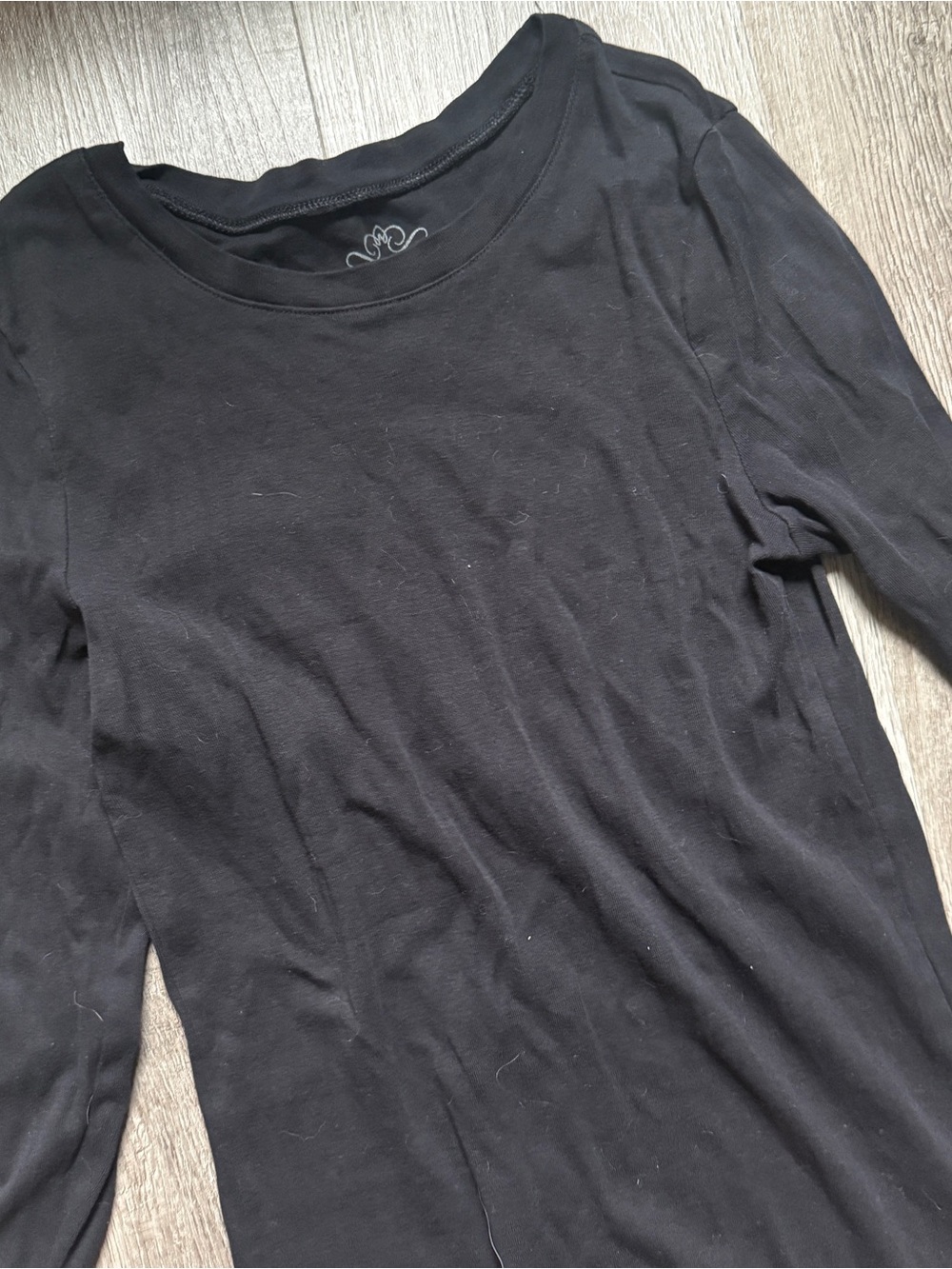 Old Navy Women’s Black Solid Scoop Neck Knit Cotton Long Sleeve Tee Size S -0181